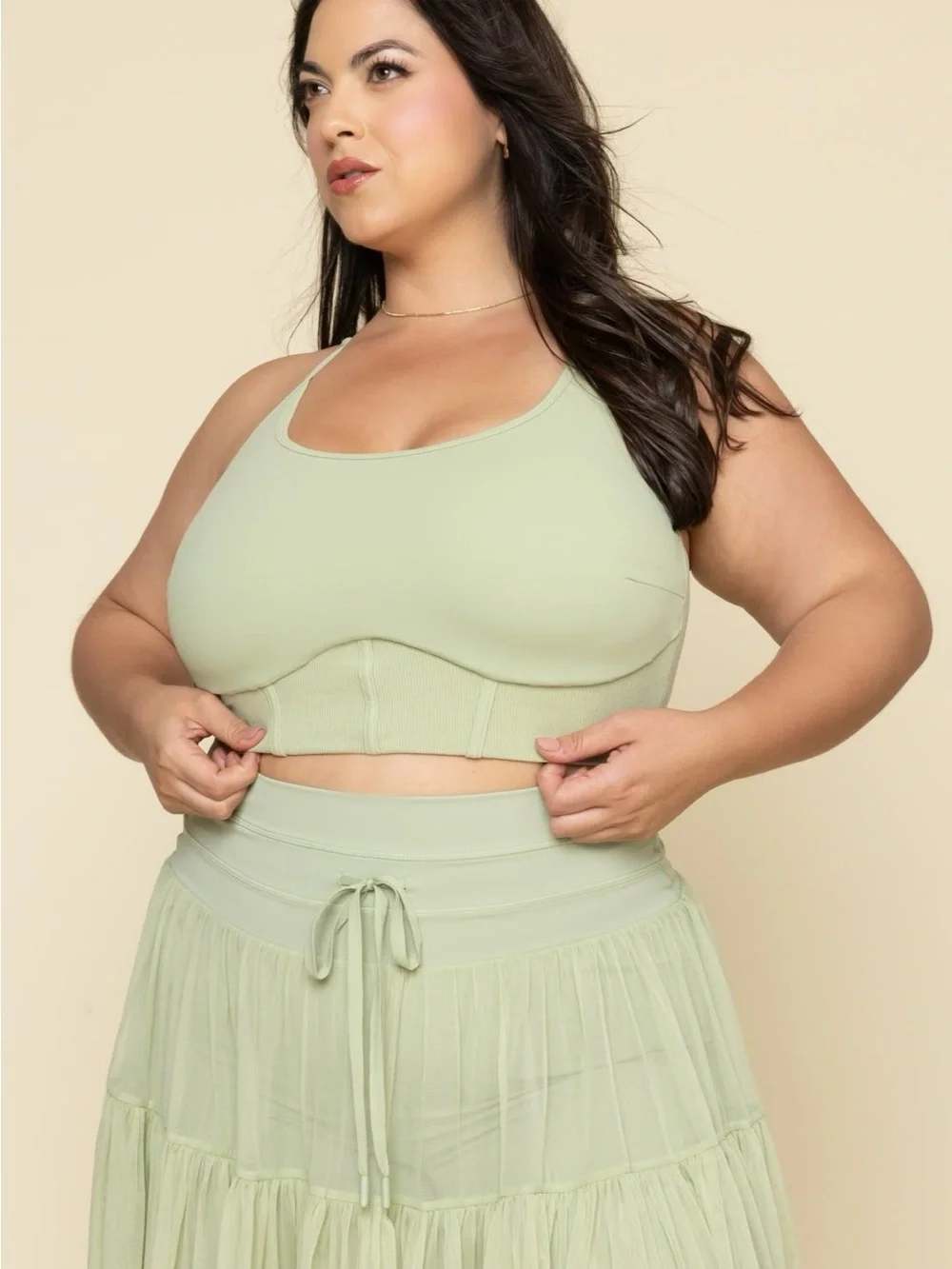 POPFLEX Plié Corset Crop Bralette Pistachio 3x